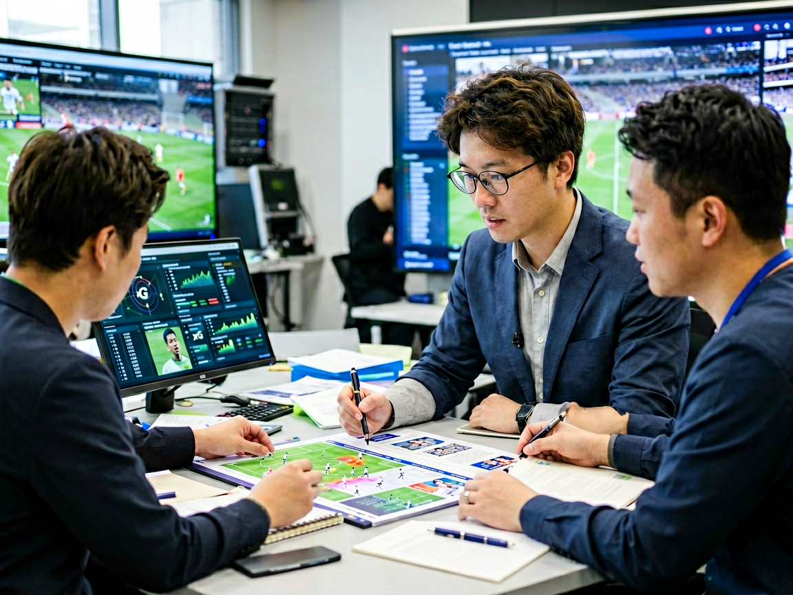 体育新闻采编现场，记者报道赛事资讯