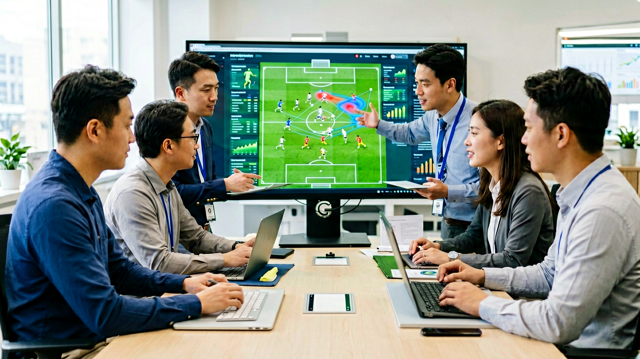 球队战术分析，教练团队研究比赛数据